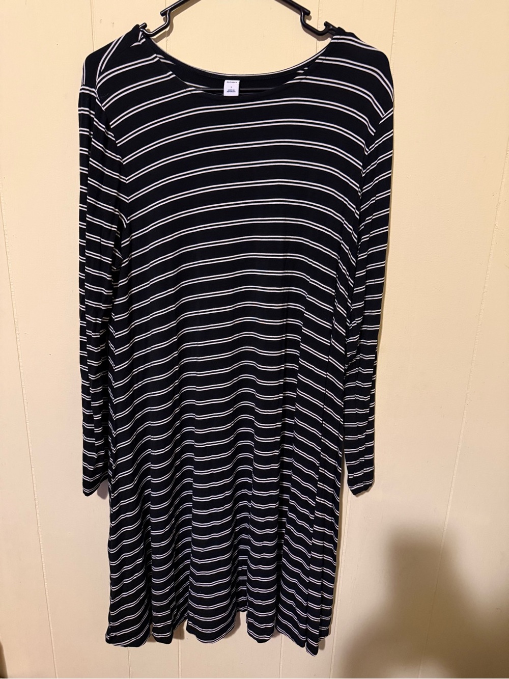 Black & White Striped Long Sleeve Dress